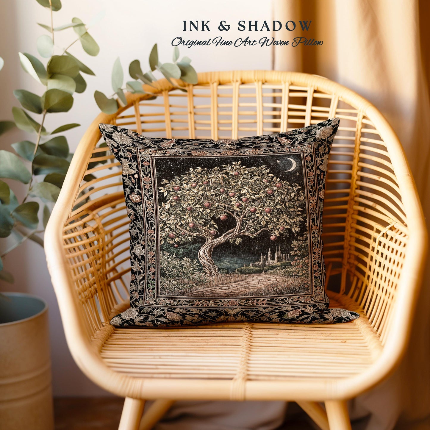 Starlit Storybook Decorative Tree Cushion Tapestry Throw Pillow