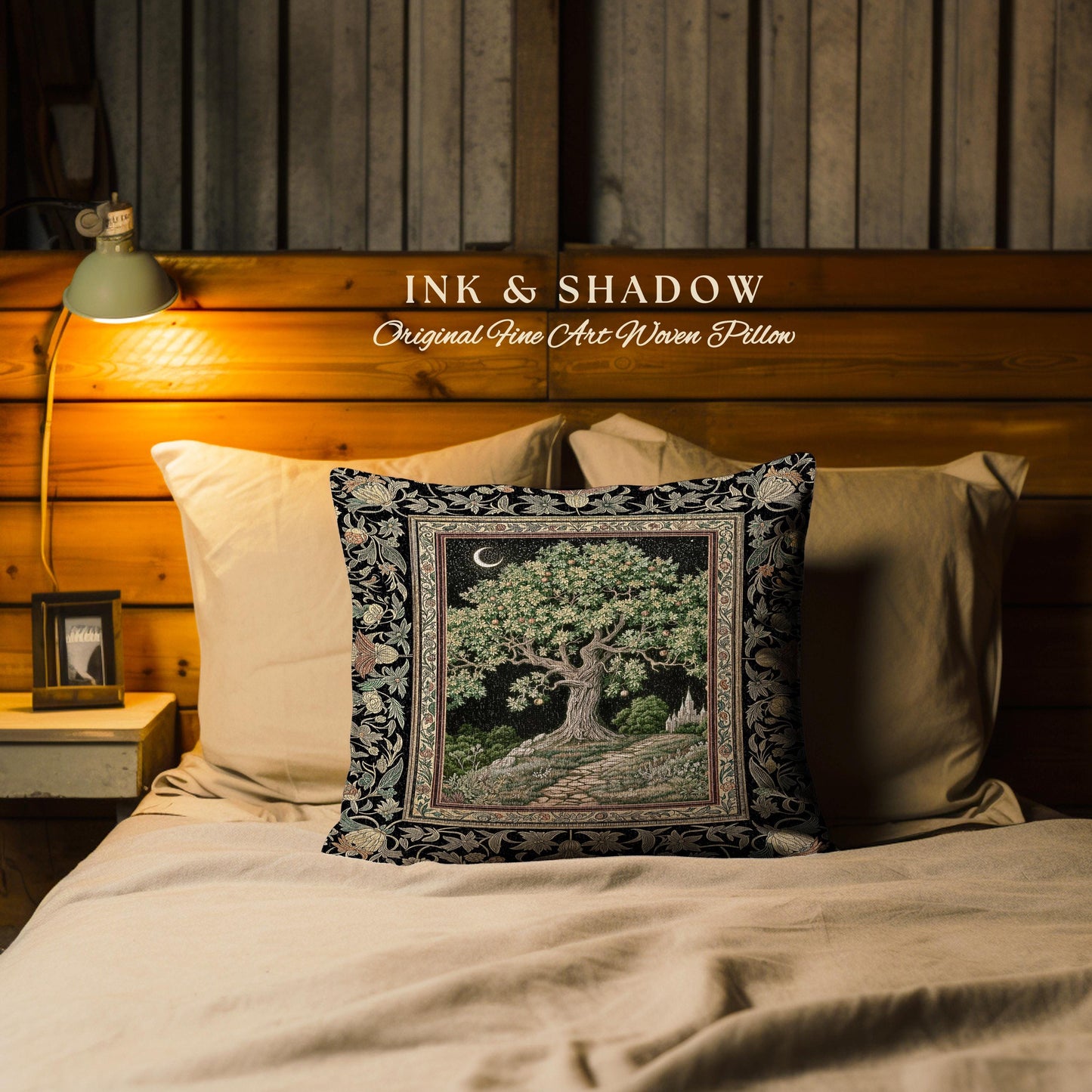 Emerald Aesthetic Folklore Tree Tapestry Pillow Decorative Throw Cushion
