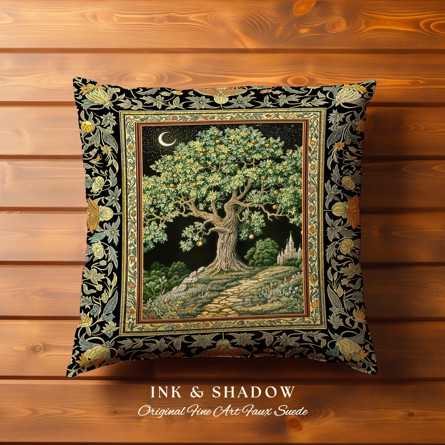 Emerald Aesthetic Folklore Tree Tapestry Pillow Decorative Throw Cushion