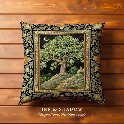 Emerald Aesthetic Folklore Tree Tapestry Pillow Decorative Throw Cushion