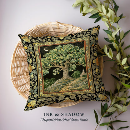 Emerald Aesthetic Folklore Tree Tapestry Pillow Decorative Throw Cushion