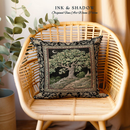 Emerald Aesthetic Folklore Tree Tapestry Pillow Decorative Throw Cushion