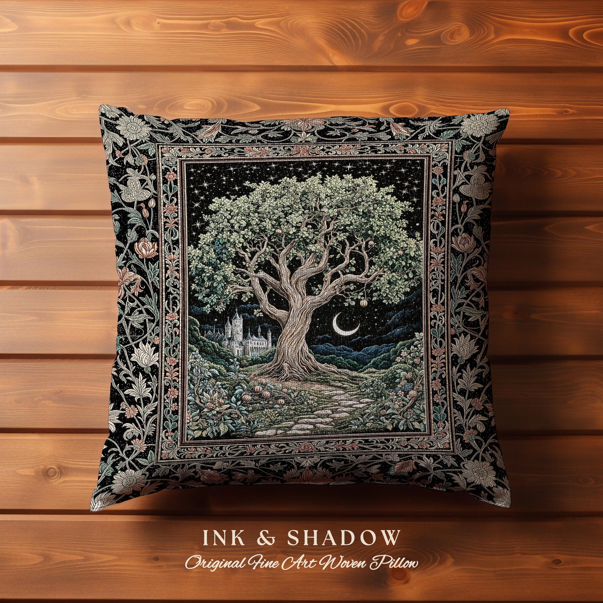 Fairytale Castle Tree of Life Decorative Cushion Tapestry Throw Pillow