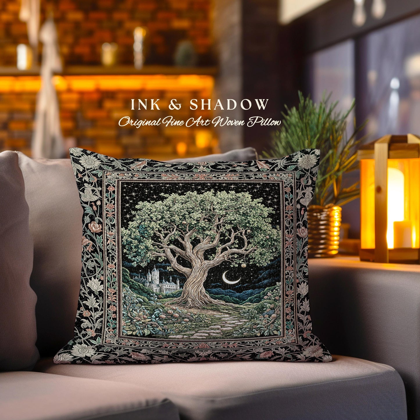 Fairytale Castle Tree of Life Decorative Cushion Tapestry Throw Pillow