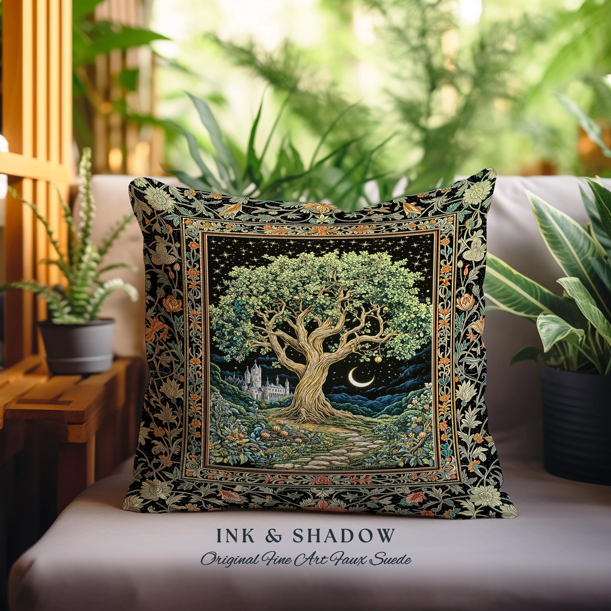 Fairytale Castle Tree of Life Decorative Cushion Tapestry Throw Pillow