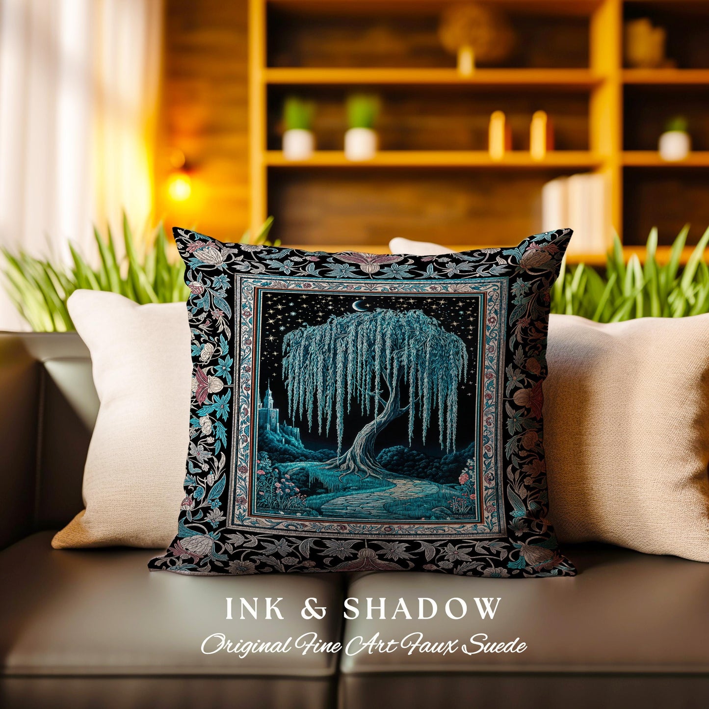 Mystic Weeping Willow Decorative Tree Cushion Tapestry Throw Pillow
