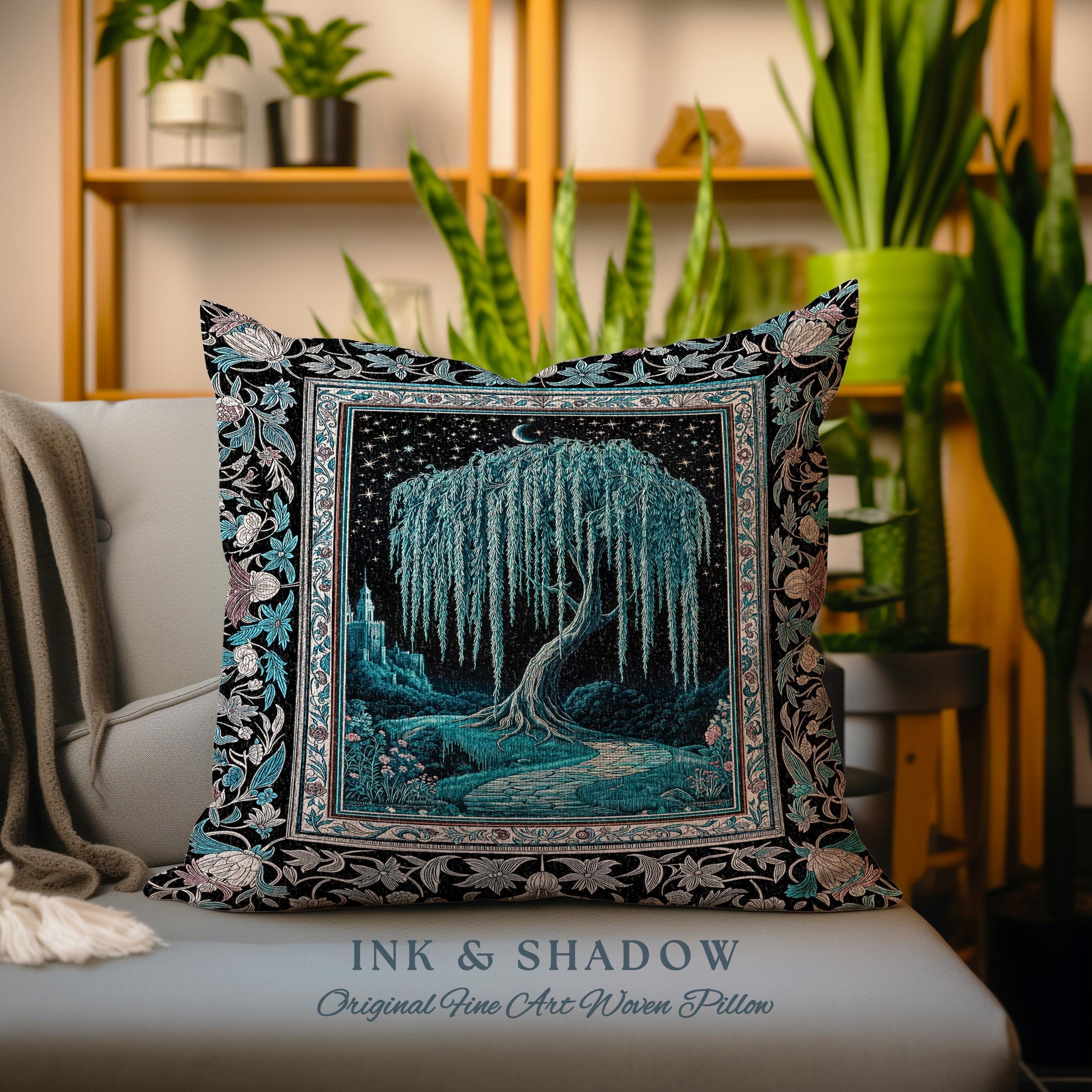 Mystic Weeping Willow Decorative Tree Cushion Tapestry Throw Pillow