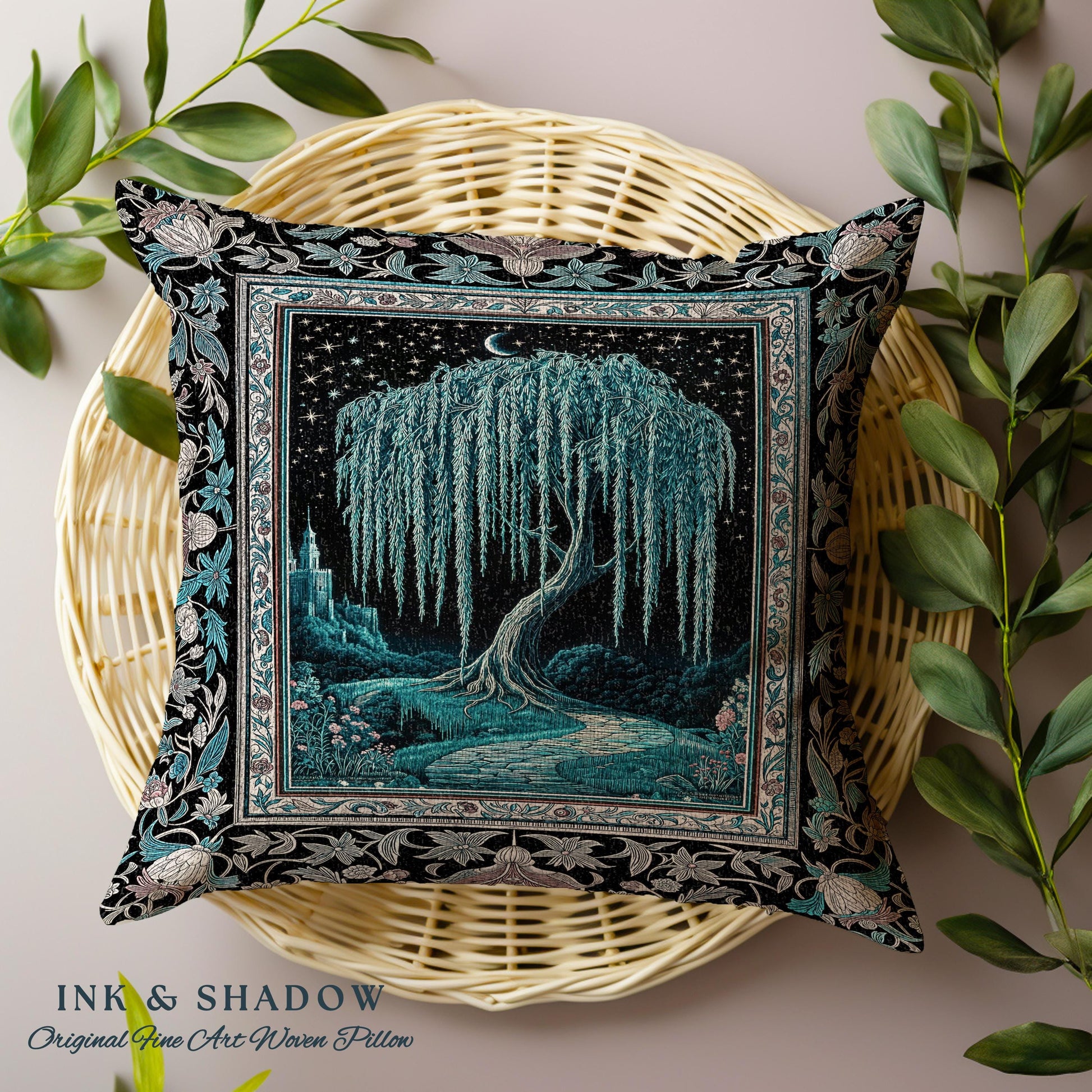 Mystic Weeping Willow Decorative Tree Cushion Tapestry Throw Pillow