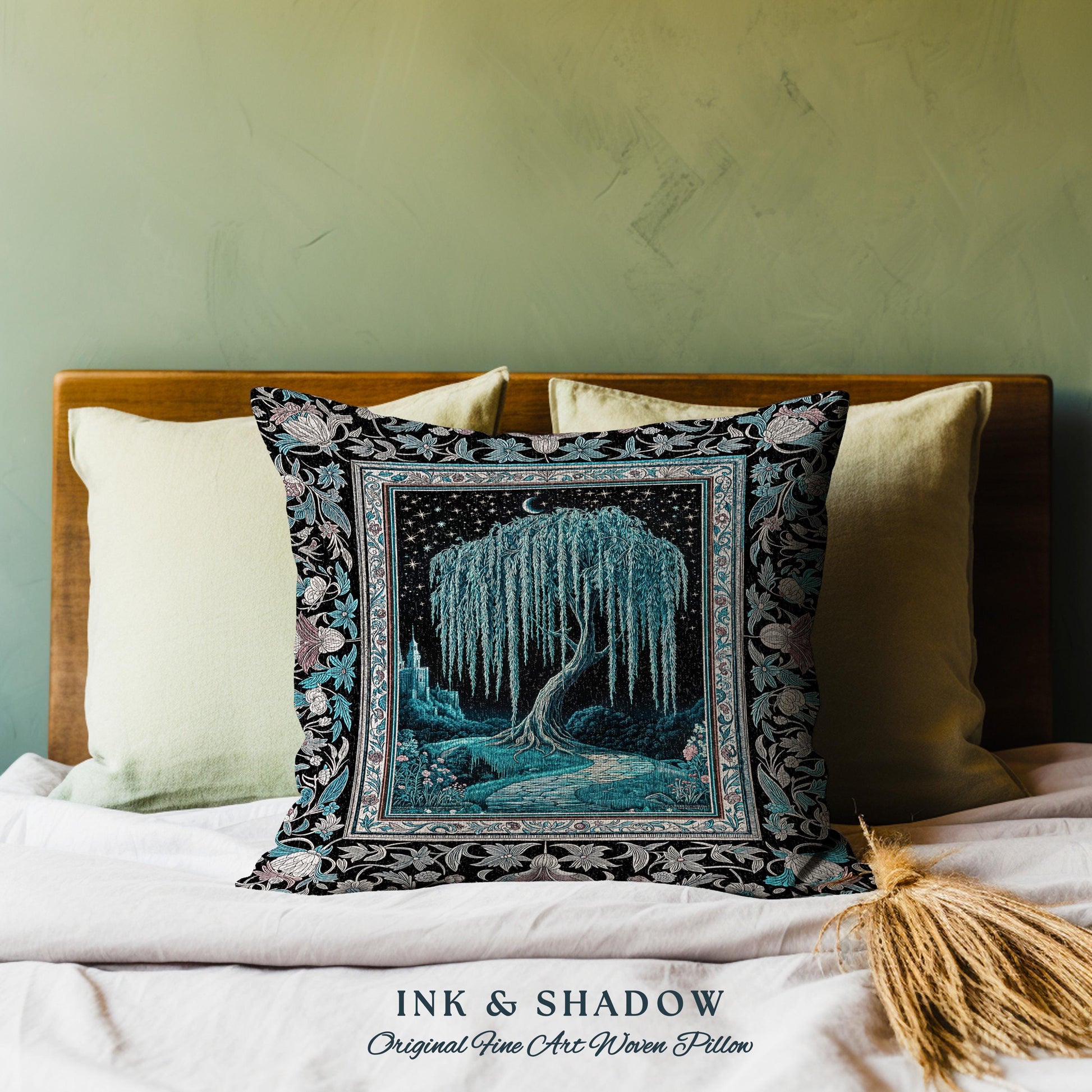 Mystic Weeping Willow Decorative Tree Cushion Tapestry Throw Pillow