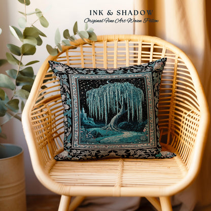 Mystic Weeping Willow Decorative Tree Cushion Tapestry Throw Pillow
