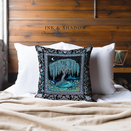 Dreamy Willow Tree Moody Tapestry Pillow Decorative Throw Cushion