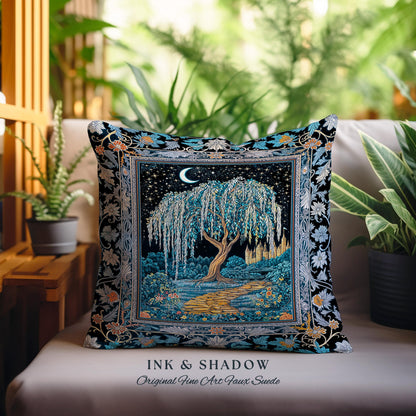 Crescent Moon Medieval Forest Decorative Tree Cushion Tapestry Throw Pillow