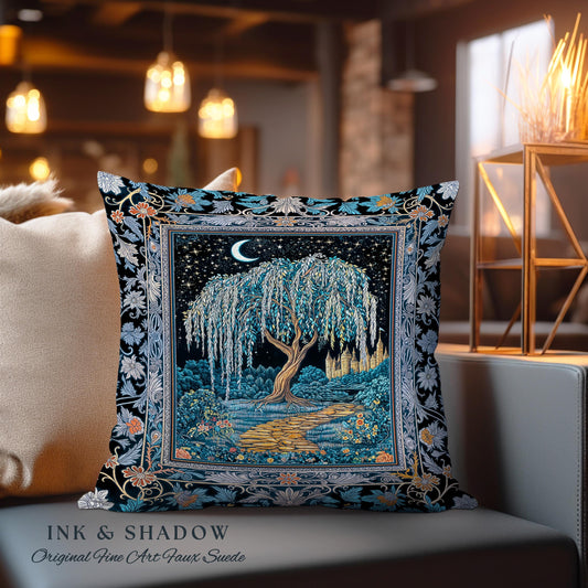 Crescent Moon Medieval Forest Decorative Tree Cushion Tapestry Throw Pillow