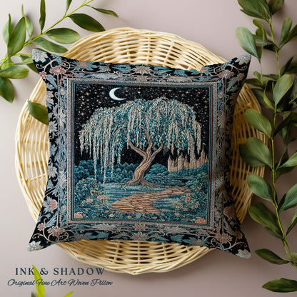 Crescent Moon Medieval Forest Decorative Tree Cushion Tapestry Throw Pillow