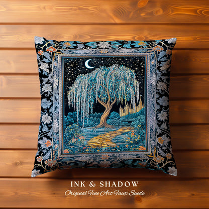 Crescent Moon Medieval Forest Decorative Tree Cushion Tapestry Throw Pillow