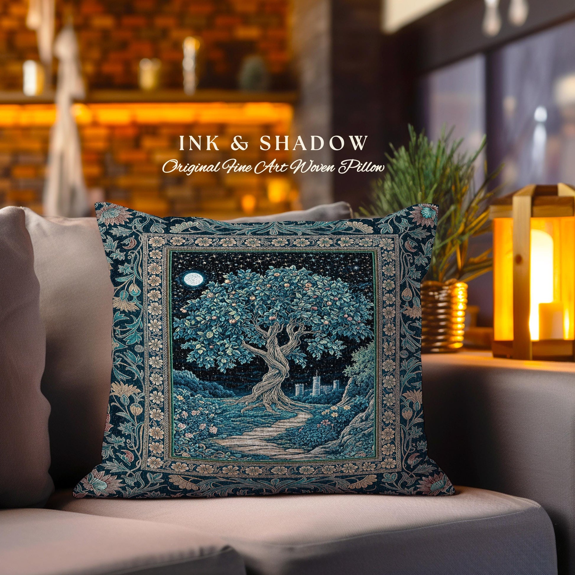 Enchanted Woodland Path Decorative Tree Cushion Tapestry Throw Pillow