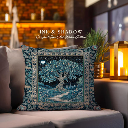 Enchanted Woodland Path Decorative Tree Cushion Tapestry Throw Pillow