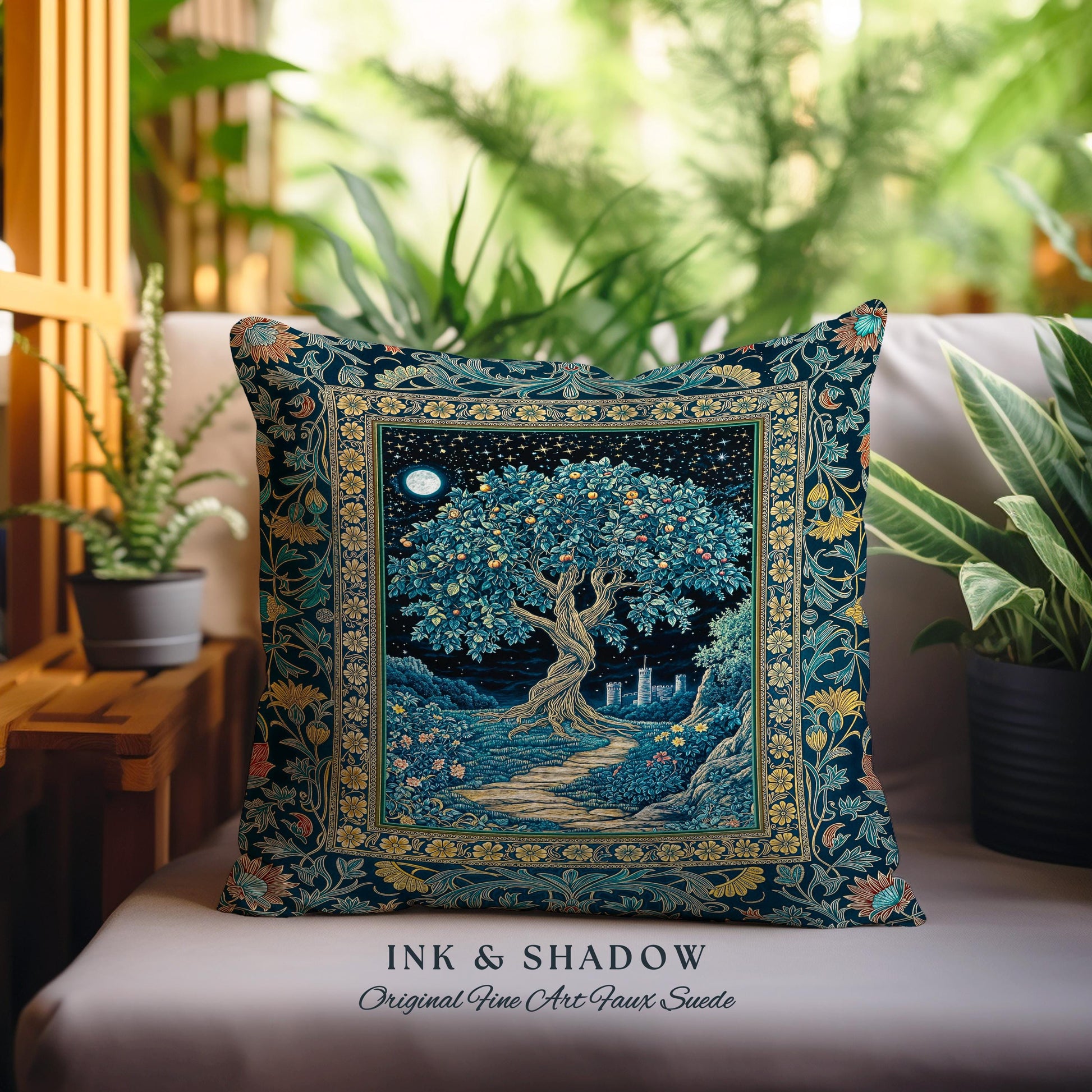Enchanted Woodland Path Decorative Tree Cushion Tapestry Throw Pillow