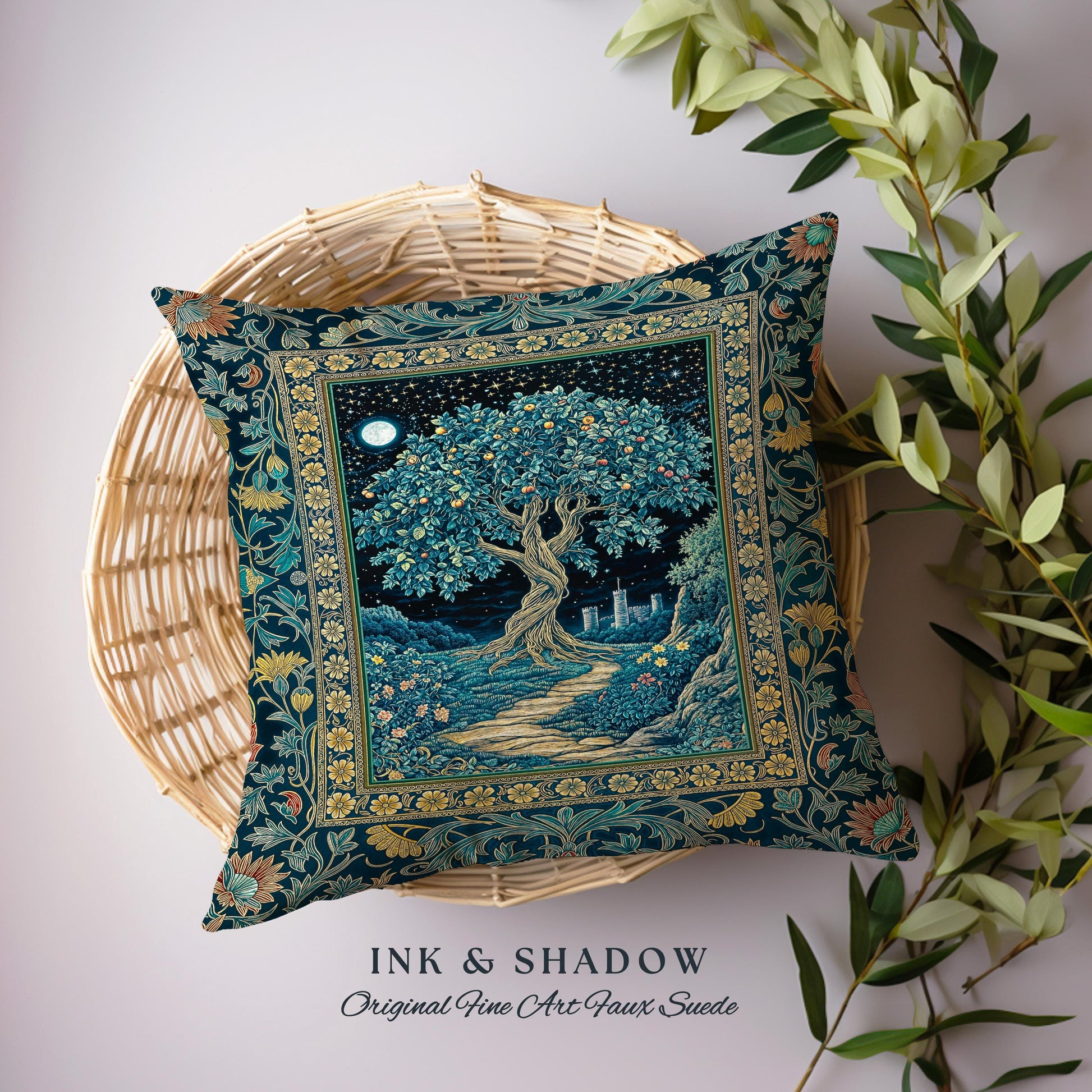 Enchanted Woodland Path Decorative Tree Cushion Tapestry Throw Pillow