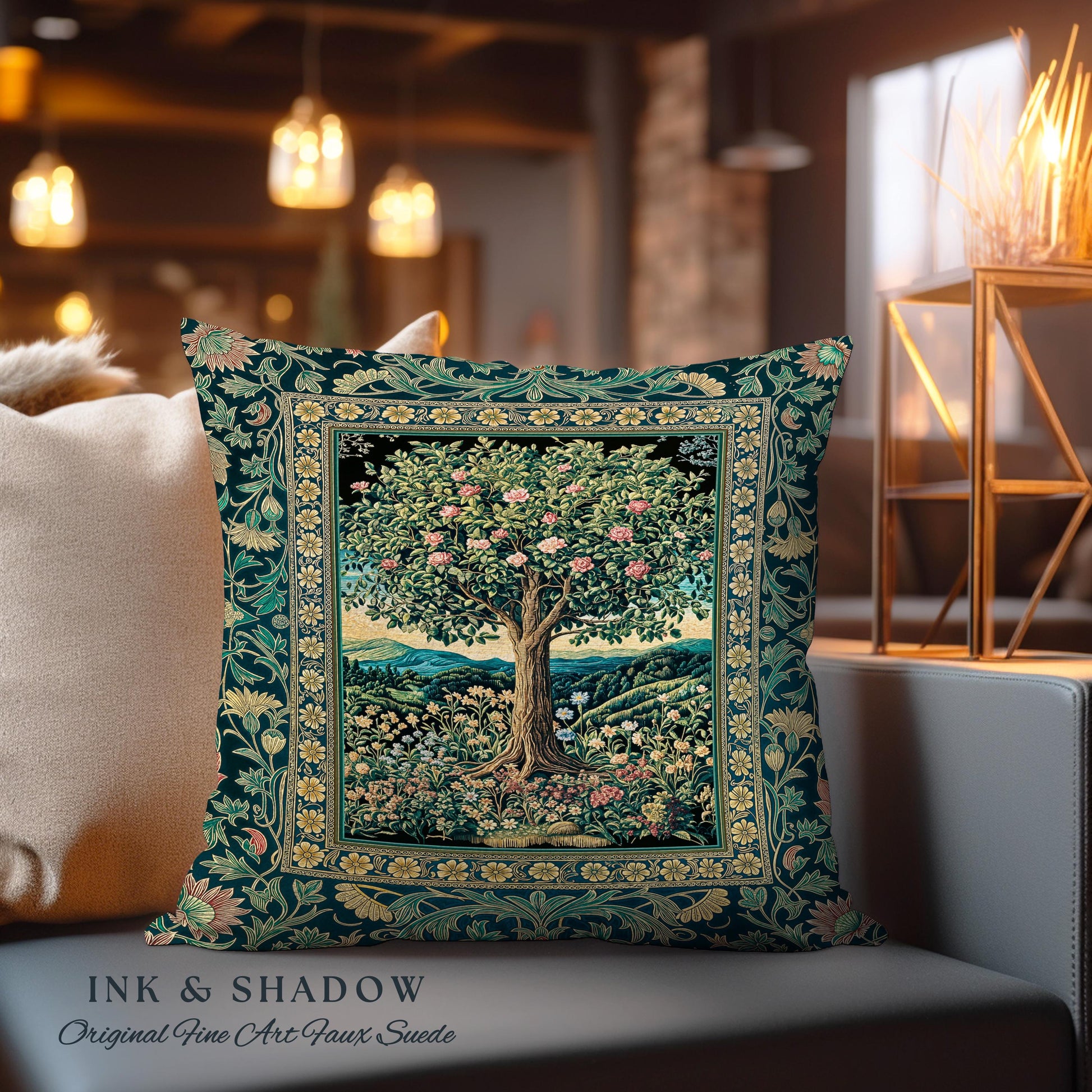 Countryside Sunset Tree of Life Decorative Cushion Tapestry Throw Pillow