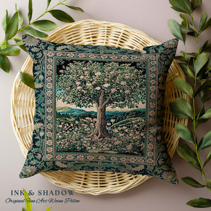 Countryside Sunset Tree of Life Decorative Cushion Tapestry Throw Pillow