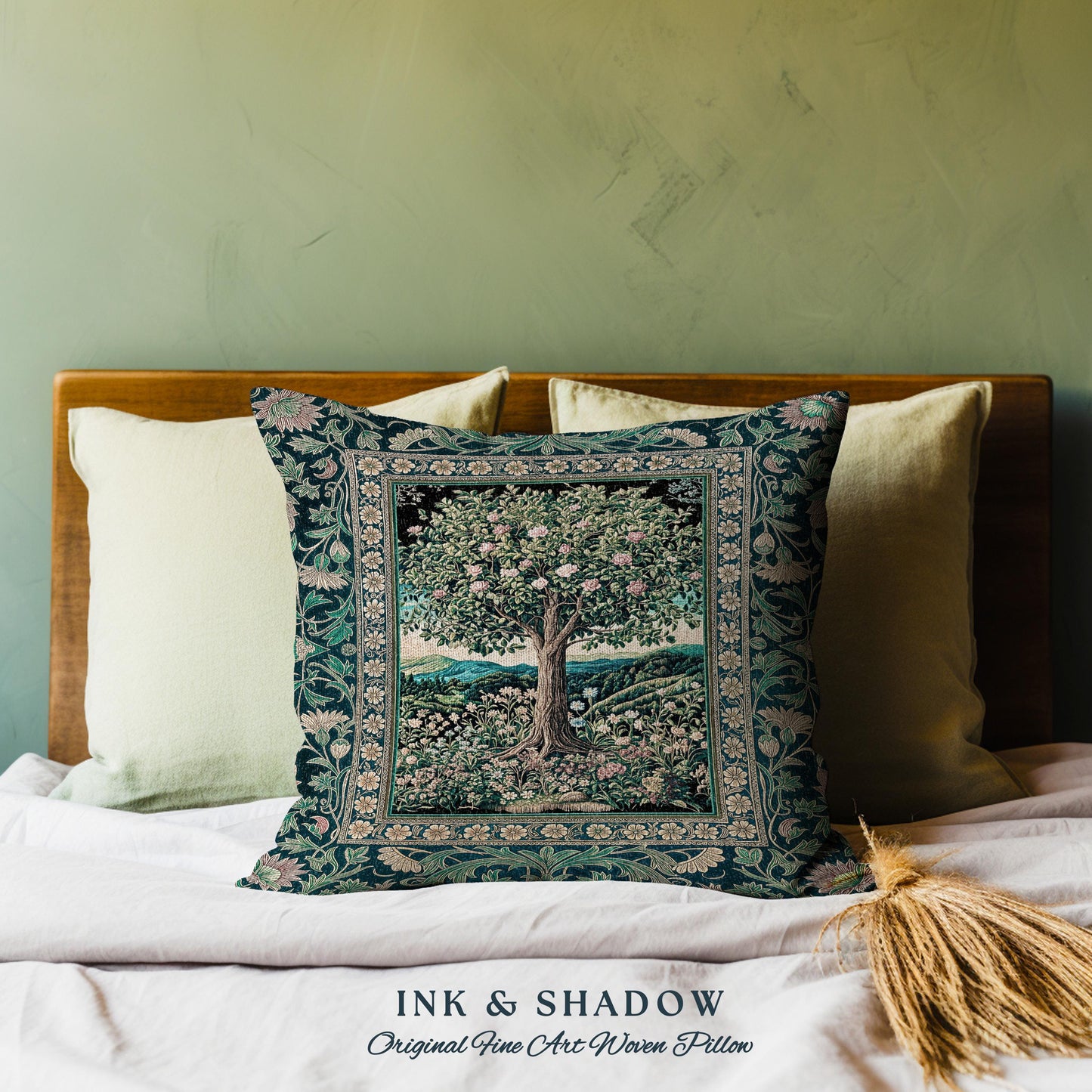Countryside Sunset Tree of Life Decorative Cushion Tapestry Throw Pillow