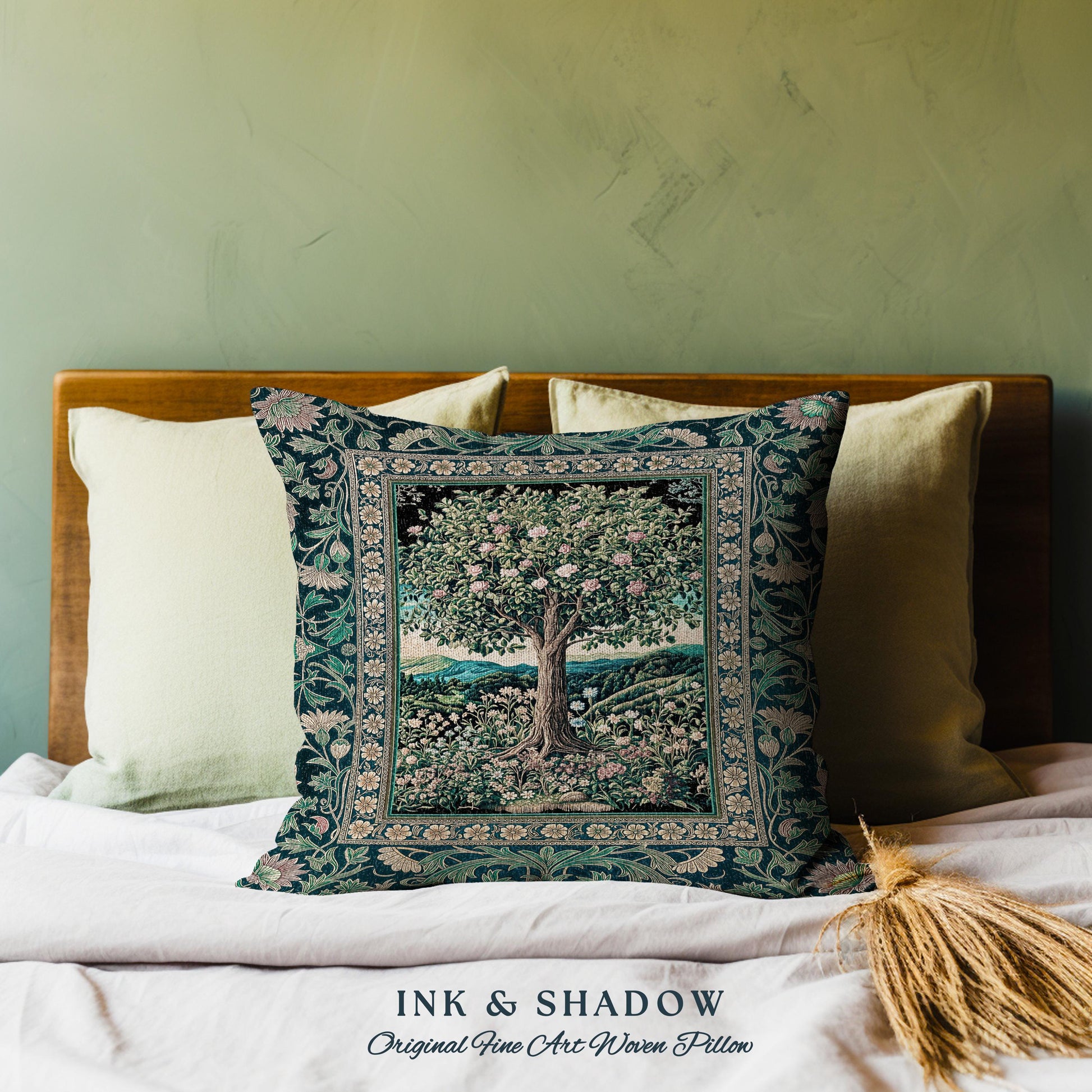 Countryside Sunset Tree of Life Decorative Cushion Tapestry Throw Pillow