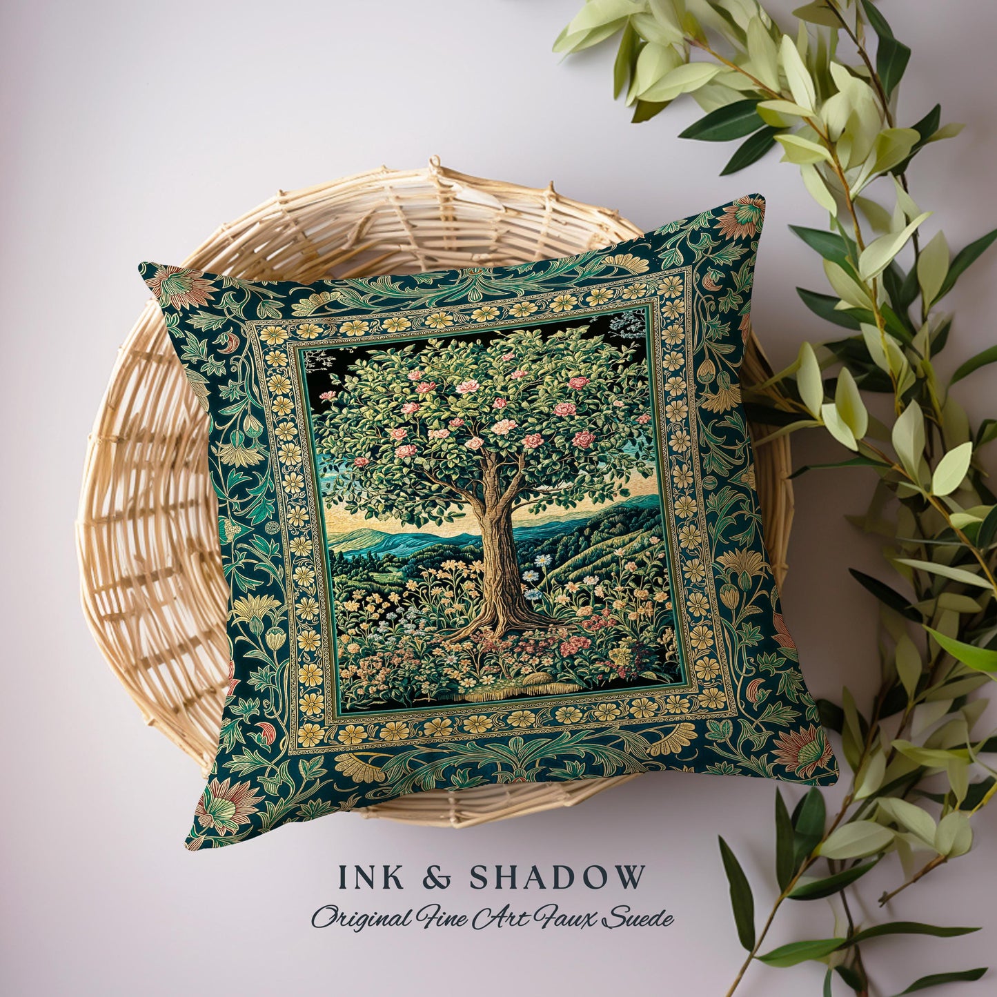 Countryside Sunset Tree of Life Decorative Cushion Tapestry Throw Pillow