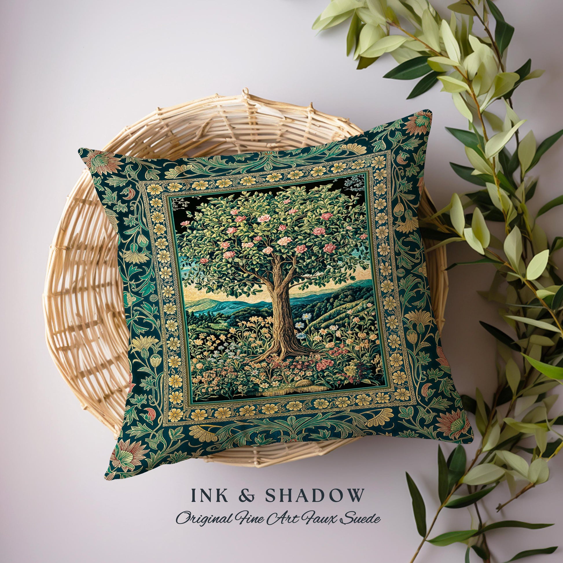 Countryside Sunset Tree of Life Decorative Cushion Tapestry Throw Pillow