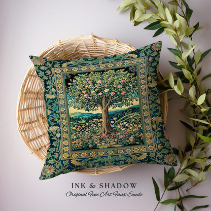 Countryside Sunset Tree of Life Decorative Cushion Tapestry Throw Pillow