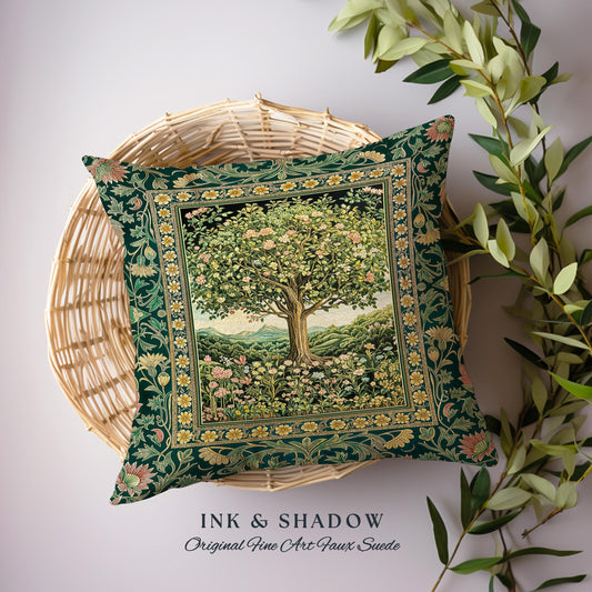 Pastoral Wildflower Garden Tree Tapestry Pillow Decorative Throw Cushion