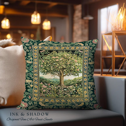 Pastoral Wildflower Garden Tree Tapestry Pillow Decorative Throw Cushion