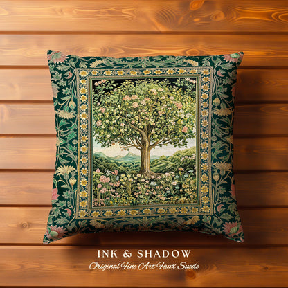 Pastoral Wildflower Garden Tree Tapestry Pillow Decorative Throw Cushion