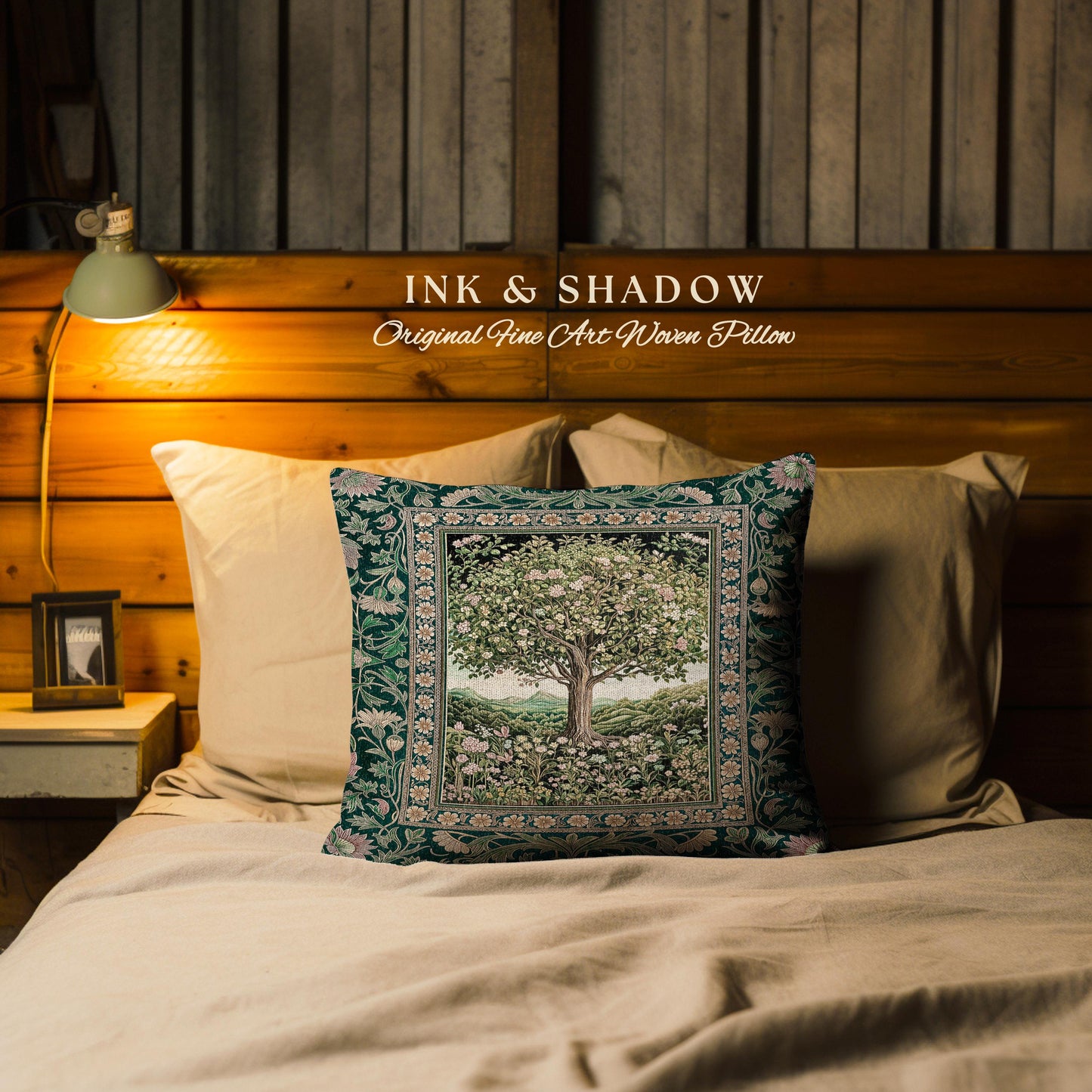 Pastoral Wildflower Garden Tree Tapestry Pillow Decorative Throw Cushion