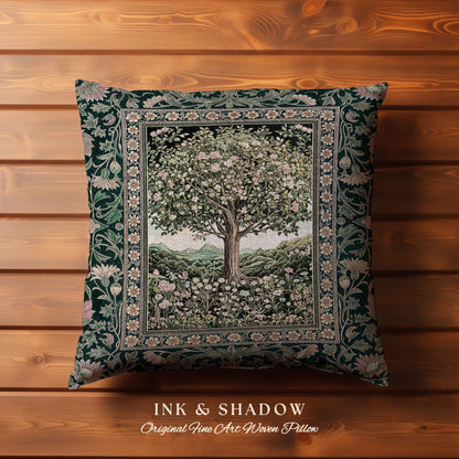 Pastoral Wildflower Garden Tree Tapestry Pillow Decorative Throw Cushion