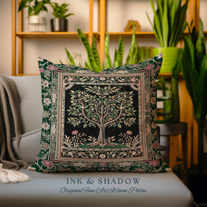 Folk Art Tree of Life Decorative Cushion Tapestry Throw Pillow