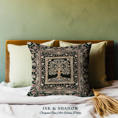 Regal Golden Tree of Life Tapestry Pillow Decorative Throw Cushion
