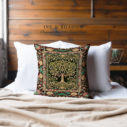 Whimsical Floral Tree of Life Decorative Cushion Tapestry Throw Pillow
