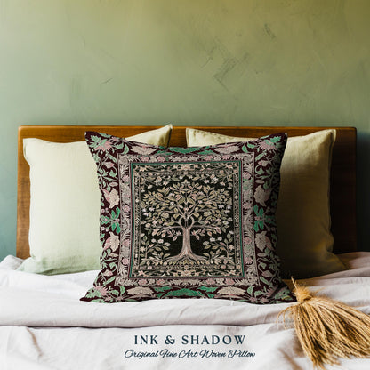 Whimsical Floral Tree of Life Decorative Cushion Tapestry Throw Pillow