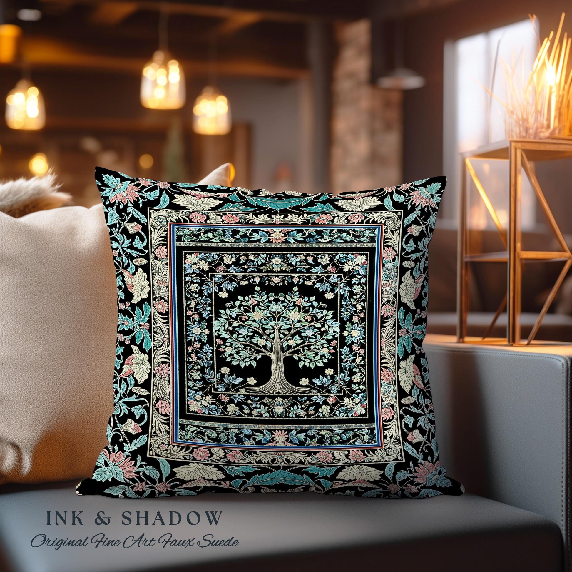 Dark Gothic Pastel Tree of Life Tapestry Pillow Decorative Throw Cushion