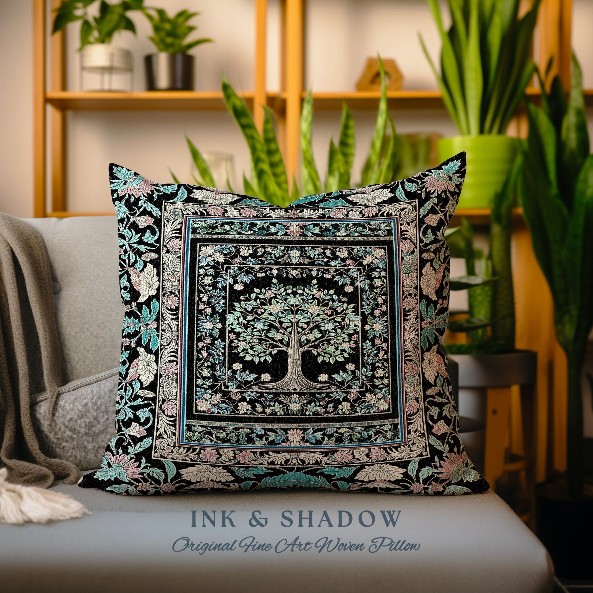 Dark Gothic Pastel Tree of Life Tapestry Pillow Decorative Throw Cushion