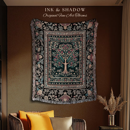 Blooming Roses Romantic Rococo Woven Throw Tree Blanket Jacquard Tapestry