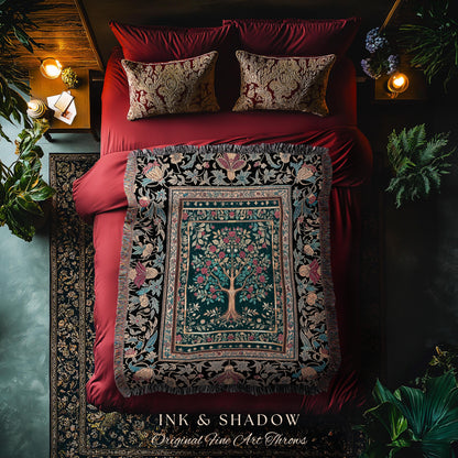 Blooming Roses Romantic Rococo Woven Throw Tree Blanket Jacquard Tapestry