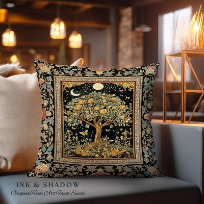 Rustic Medieval Fairycore Tree Tapestry Pillow Decorative Throw Cushion