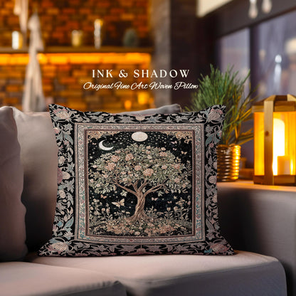 Rustic Medieval Fairycore Tree Tapestry Pillow Decorative Throw Cushion