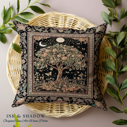 Rustic Medieval Fairycore Tree Tapestry Pillow Decorative Throw Cushion