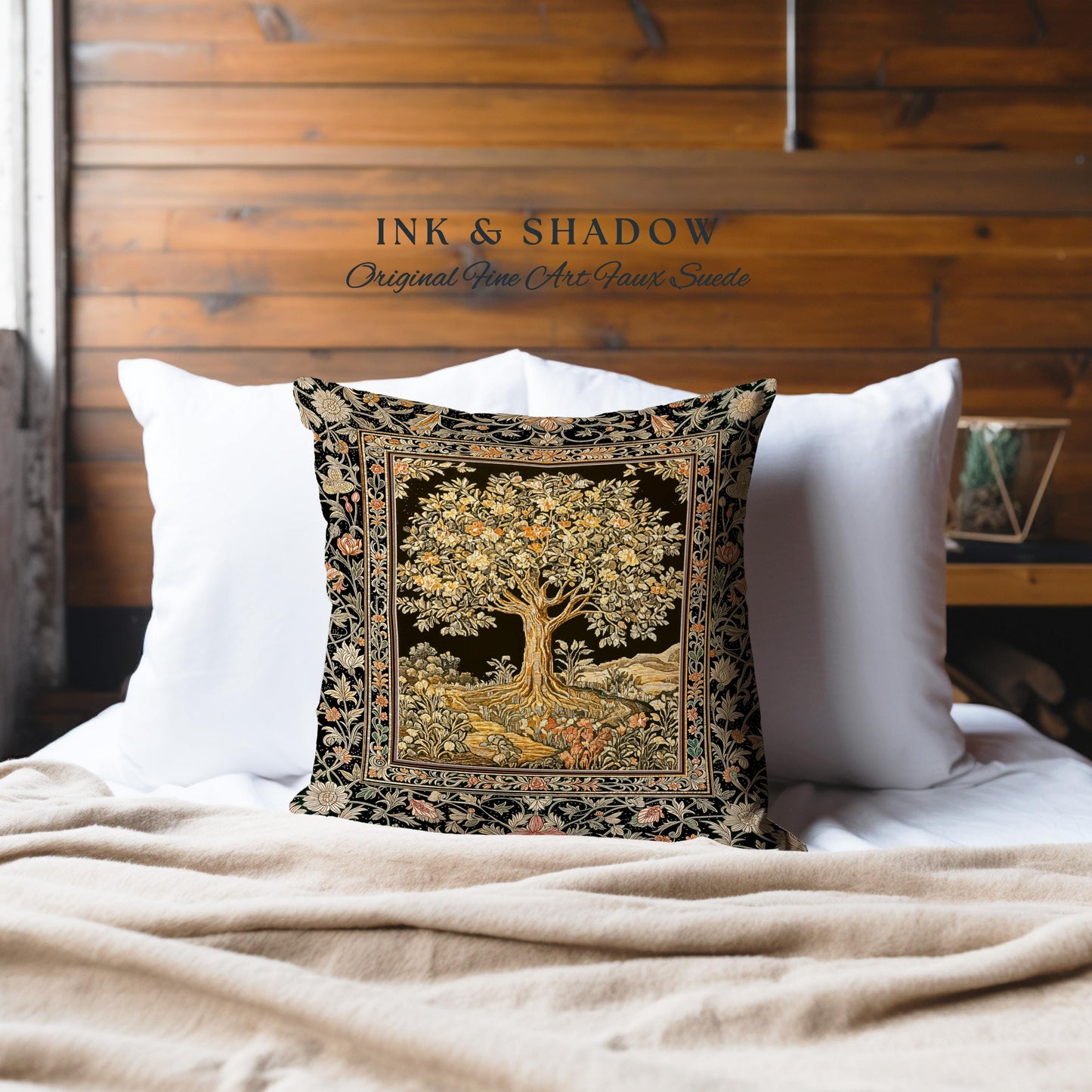 Muted Tones Eclectic Tree of Life Decorative Cushion Tapestry Throw Pillow