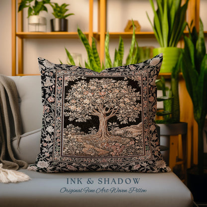 Muted Tones Eclectic Tree of Life Decorative Cushion Tapestry Throw Pillow