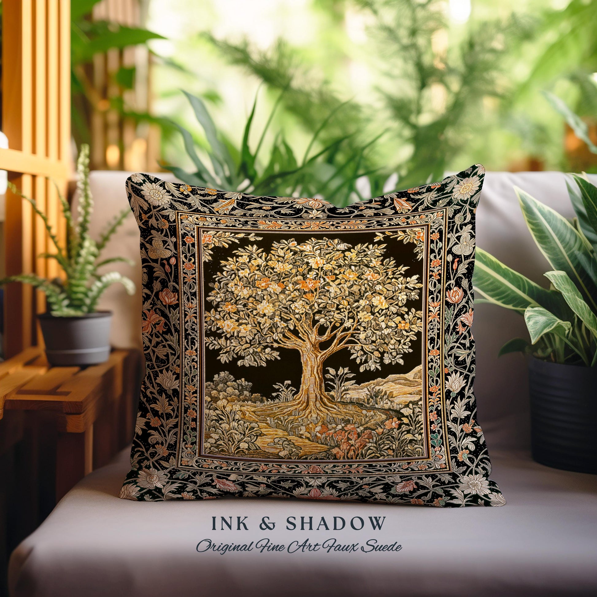 Muted Tones Eclectic Tree of Life Decorative Cushion Tapestry Throw Pillow