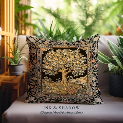 Muted Tones Eclectic Tree of Life Decorative Cushion Tapestry Throw Pillow